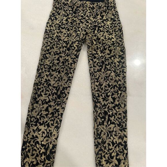 Haute Hippie Metallic Gold Lace Leggings, size XS - Picture 3 of 8